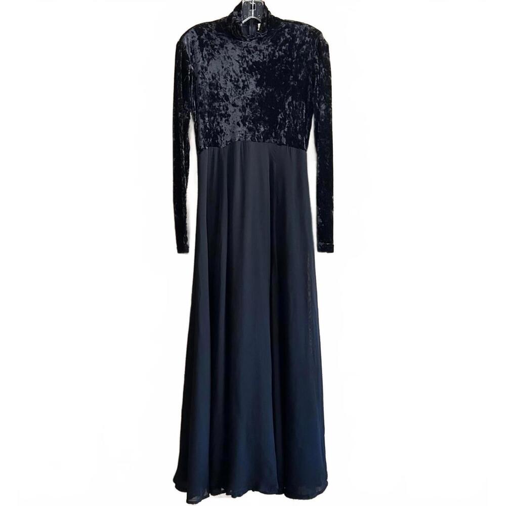 Bonnie Strauss Women's Black Long Sleeve Dress Size S Velvet Whimsigoth